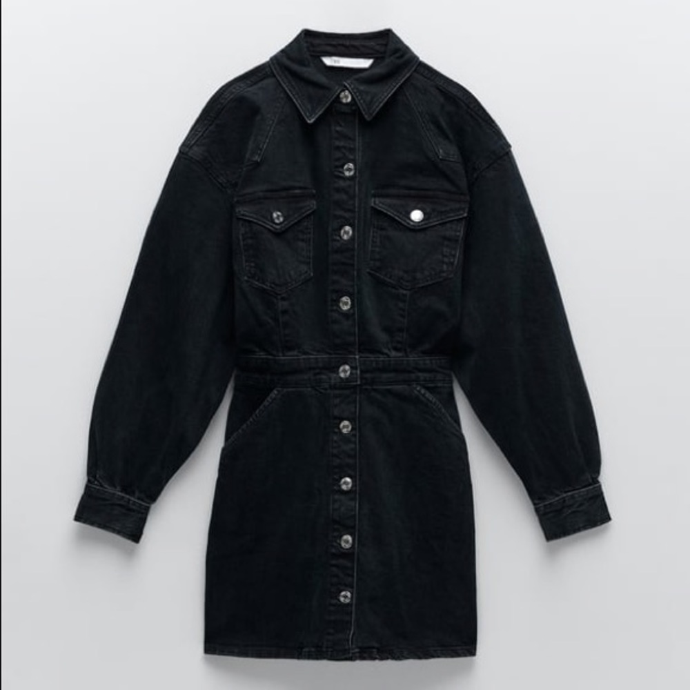 NWT ZARA Denim Mini Dress with Front Pockets